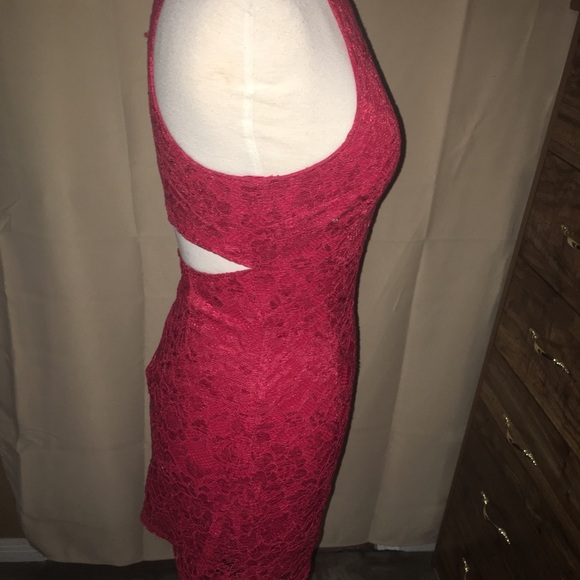 NBD Red Lace Cut Out Dress - Picture 4 of 5